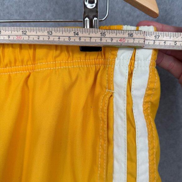 Abercrombie Fitch VTG Swim Trunks Size L Yellow White Logo Flip Waist Beach - Picture 12 of 14